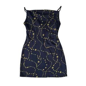 Urban Outfitters Mallory Celestial Slip Dress, Navy & Gold, Sz Medium